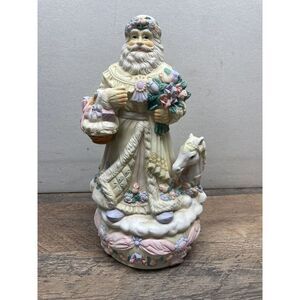 Victorian Porcelain Santa‎ w/ Horse 11" Musical Figurine MUSIC DOESN'T WORK!